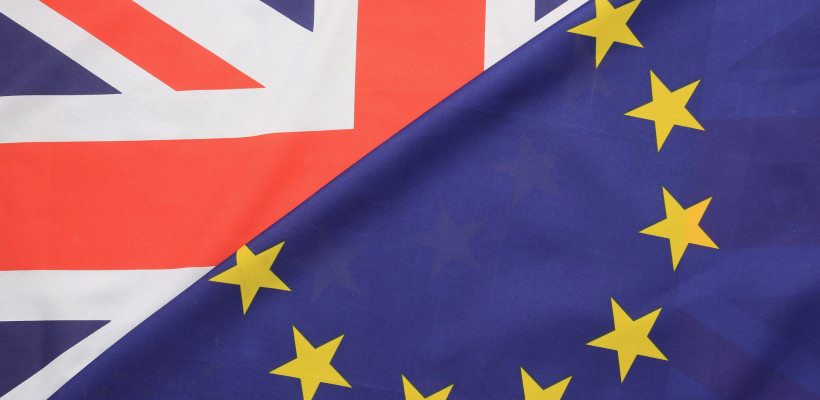 KNUTSFORD, UNITED KINGDOM - MARCH 17:  In this photo illustration, the European Union and the Union flag sit together on March 17, 2016 in Knutsford, United Kingdom. The United Kingdom will hold a referendum on June 23, 2016 to decide whether or not to remain a member of the European Union (EU), an economic and political partnership involving 28 European countries which allows members to trade together in a single market and free movement across its borders for citizens.  (Photo illustration by Christopher Furlong/Getty Images)